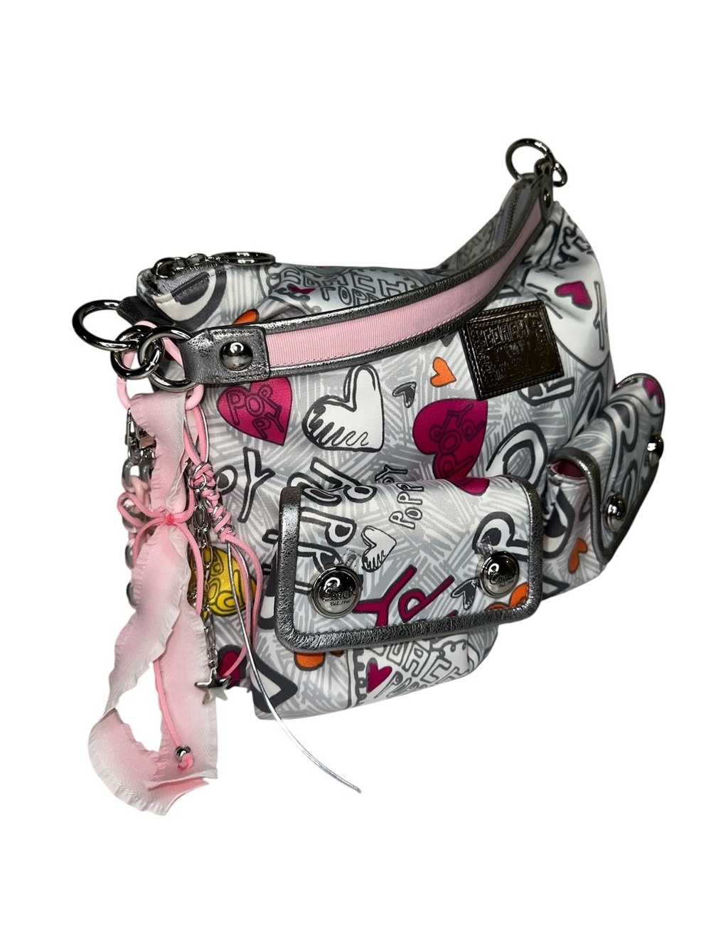 Coach Poppy Silver Graffiti Boho Bag - Picture 11 of 13